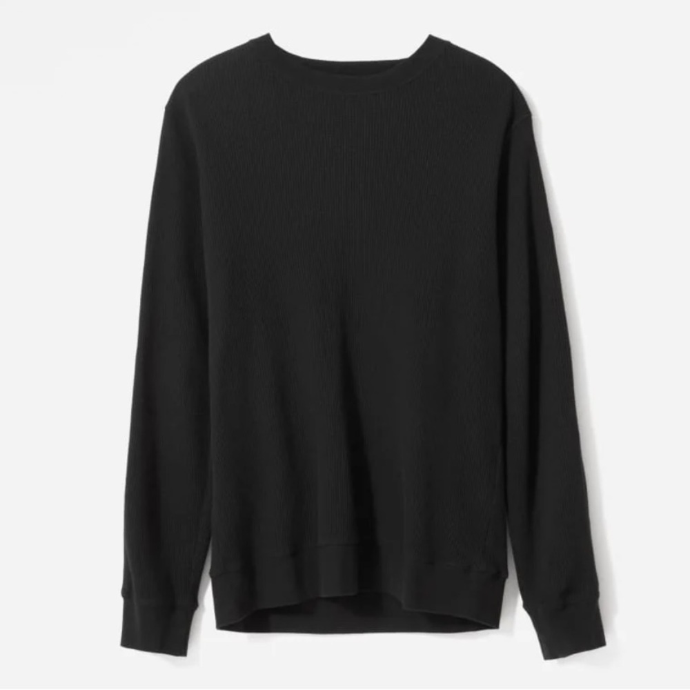 Everlane “The Waffle Long-Sleeve Crew Tee” in Black NWT
